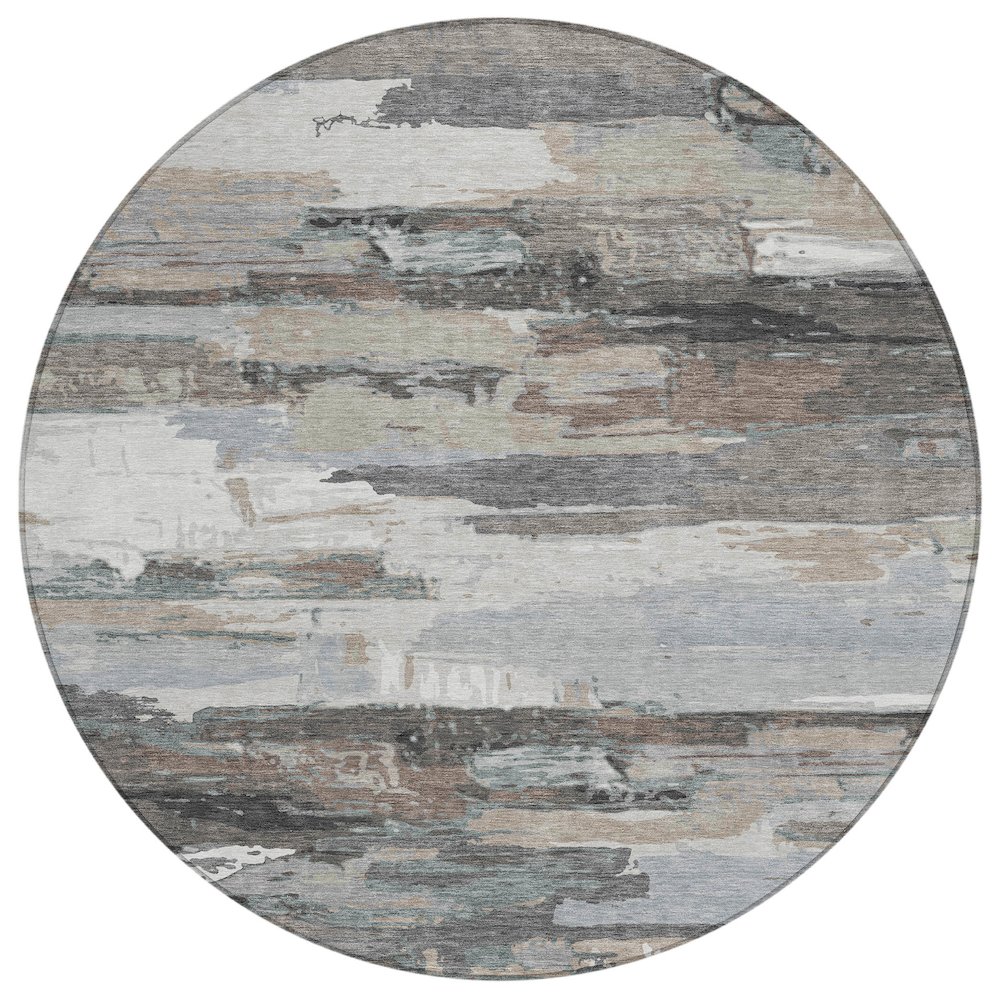 Machine Washable Indoor/Outdoor Chantille ACN2249 Brown 8' x 8' Round Rug. Picture 1