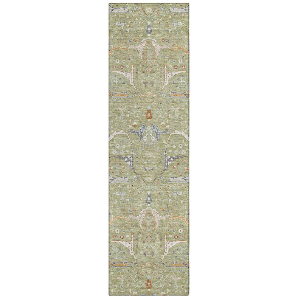 Machine Washable Indoor/Outdoor Chantille ACN2250 Green 2'3" x 7'6" Runner Rug. Picture 1
