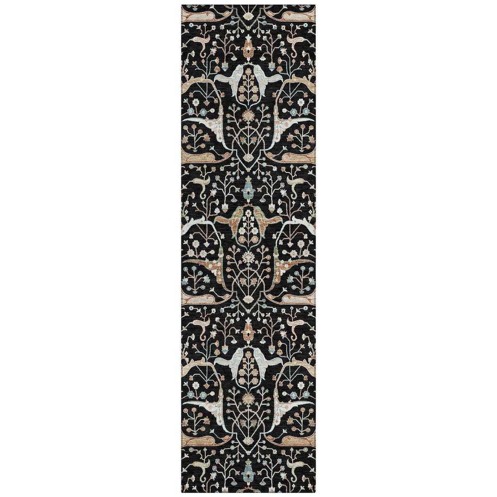 Machine Washable Indoor/Outdoor Chantille ACN2250 Black 2'3" x 7'6" Runner Rug. Picture 1