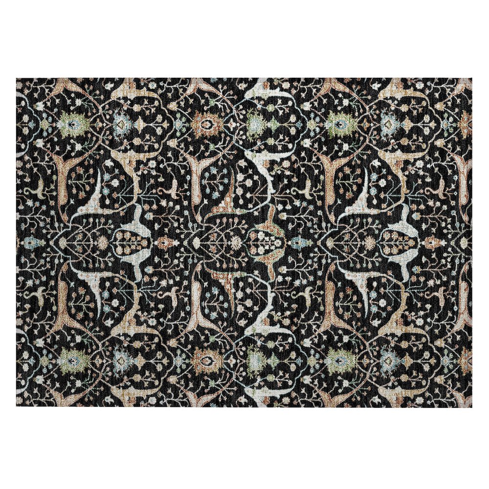 Machine Washable Indoor/Outdoor Chantille ACN2250 Black 1'8" x 2'6" Rug. Picture 1