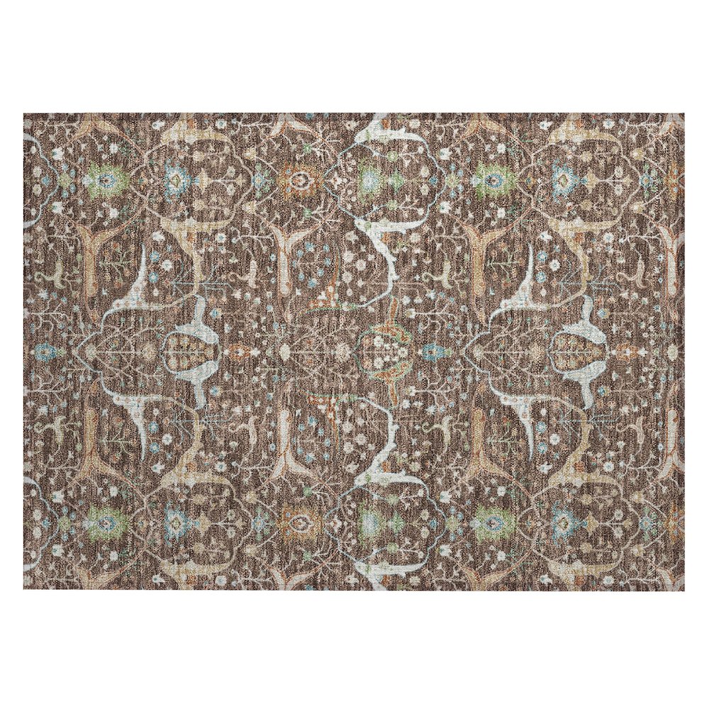 Machine Washable Indoor/Outdoor Chantille ACN2250 Brown 1'8" x 2'6" Rug. Picture 1