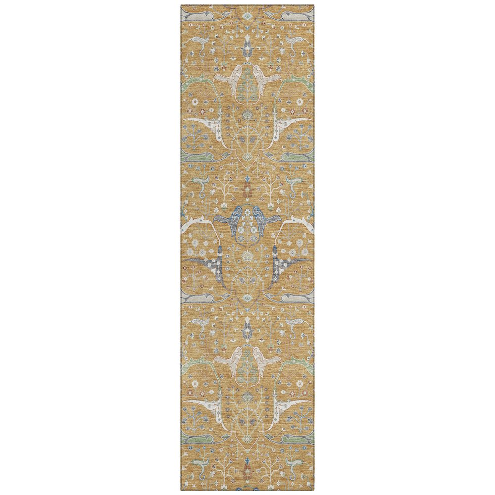Machine Washable Indoor/Outdoor Chantille ACN2250 Gold 2'3" x 7'6" Runner Rug. Picture 1