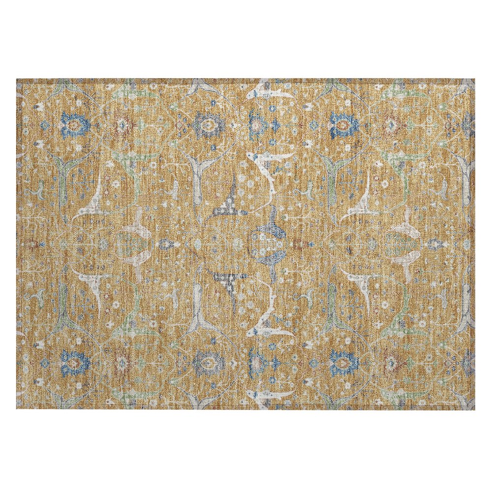Machine Washable Indoor/Outdoor Chantille ACN2250 Gold 1'8" x 2'6" Rug. Picture 1