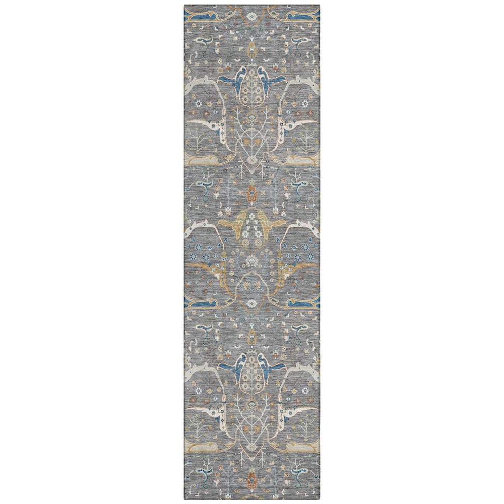 Machine Washable Indoor/Outdoor Chantille ACN2250 Gray 2'3" x 7'6" Runner Rug. Picture 1