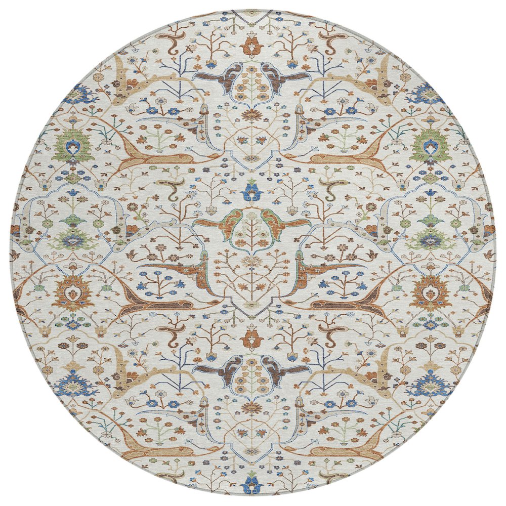 Machine Washable Indoor/Outdoor Chantille ACN2250 Ivory 8' x 8' Round Rug. Picture 1