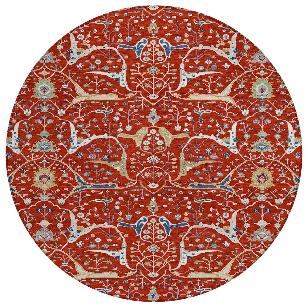 Machine Washable Indoor/Outdoor Chantille ACN2250 Red 8' x 8' Round Rug. Picture 1