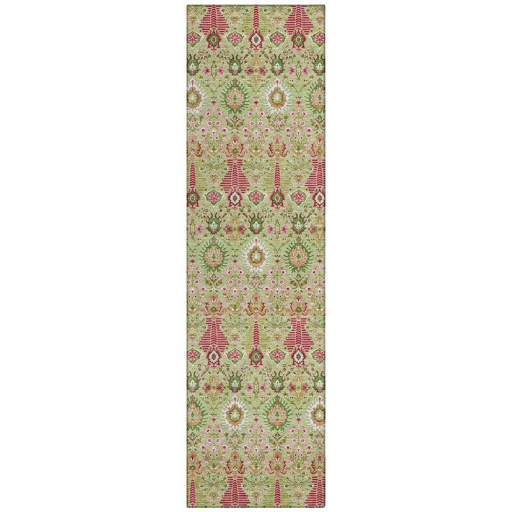 Machine Washable Indoor/Outdoor Chantille ACN2251 Green 2'3" x 7'6" Runner Rug. Picture 1