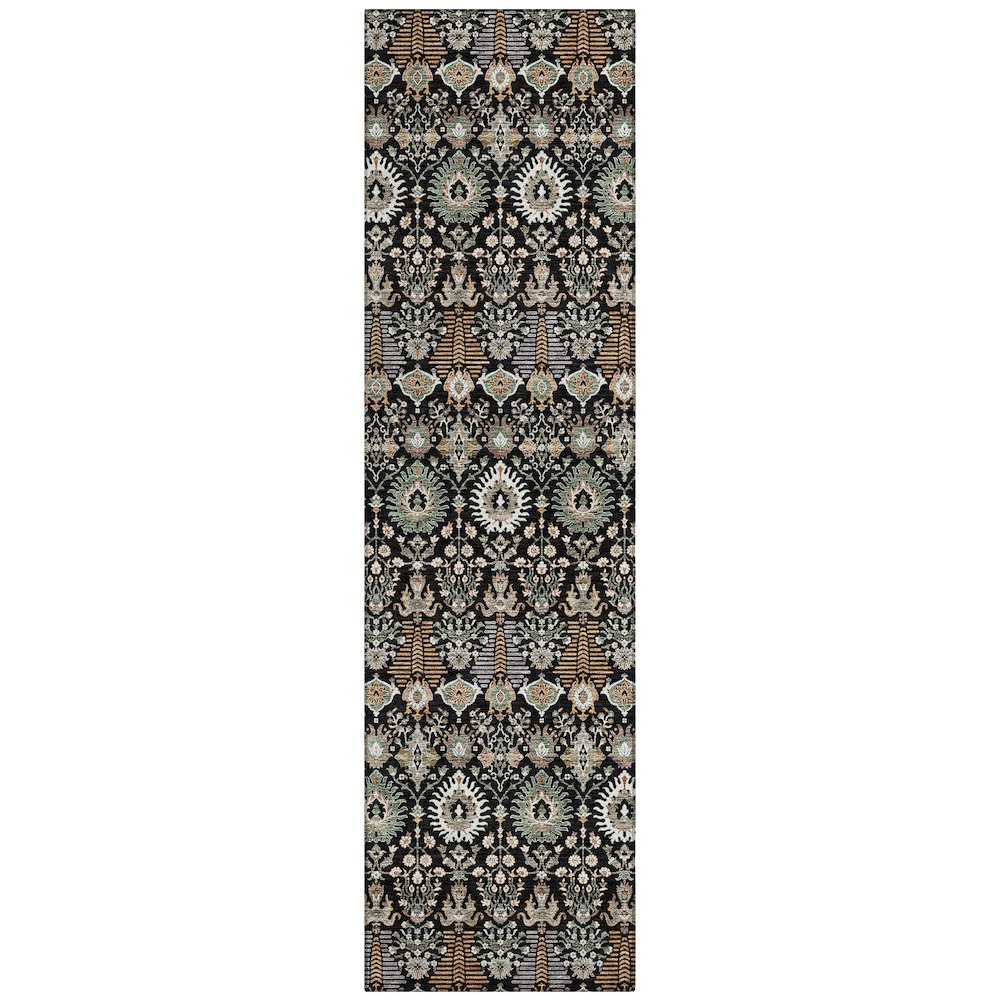 Machine Washable Indoor/Outdoor Chantille ACN2251 Black 2'3" x 7'6" Runner Rug. Picture 1