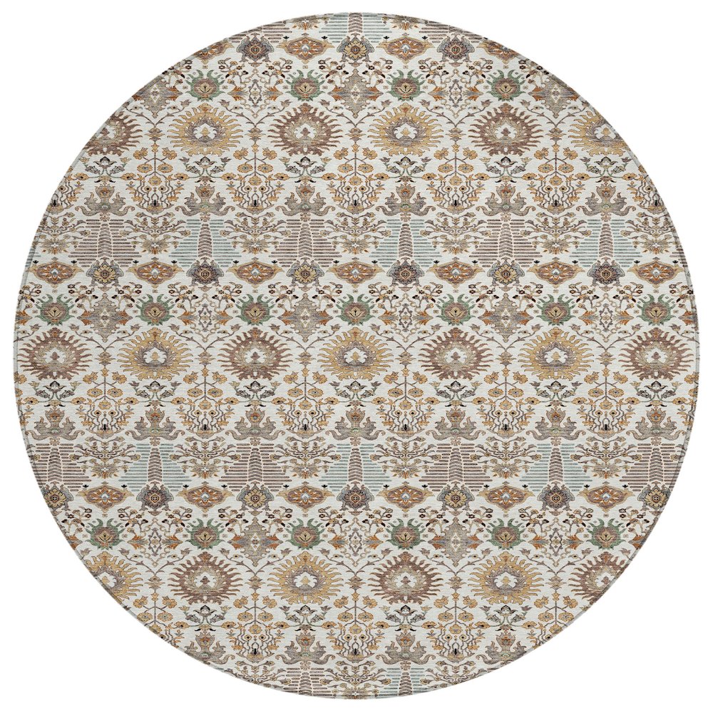 Machine Washable Indoor/Outdoor Chantille ACN2251 Ivory 8' x 8' Round Rug. Picture 1