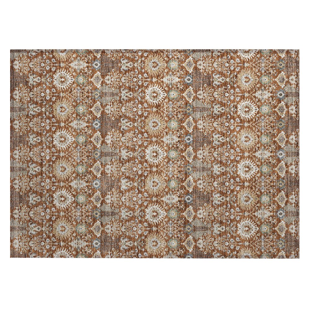 Machine Washable Indoor/Outdoor Chantille ACN2251 Orange 1'8" x 2'6" Rug. Picture 1