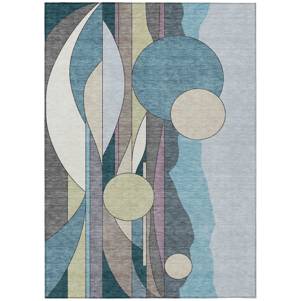 Machine Washable Indoor/Outdoor Chantille ACN2252 Teal 2'6" x 3'10" Rug. Picture 1