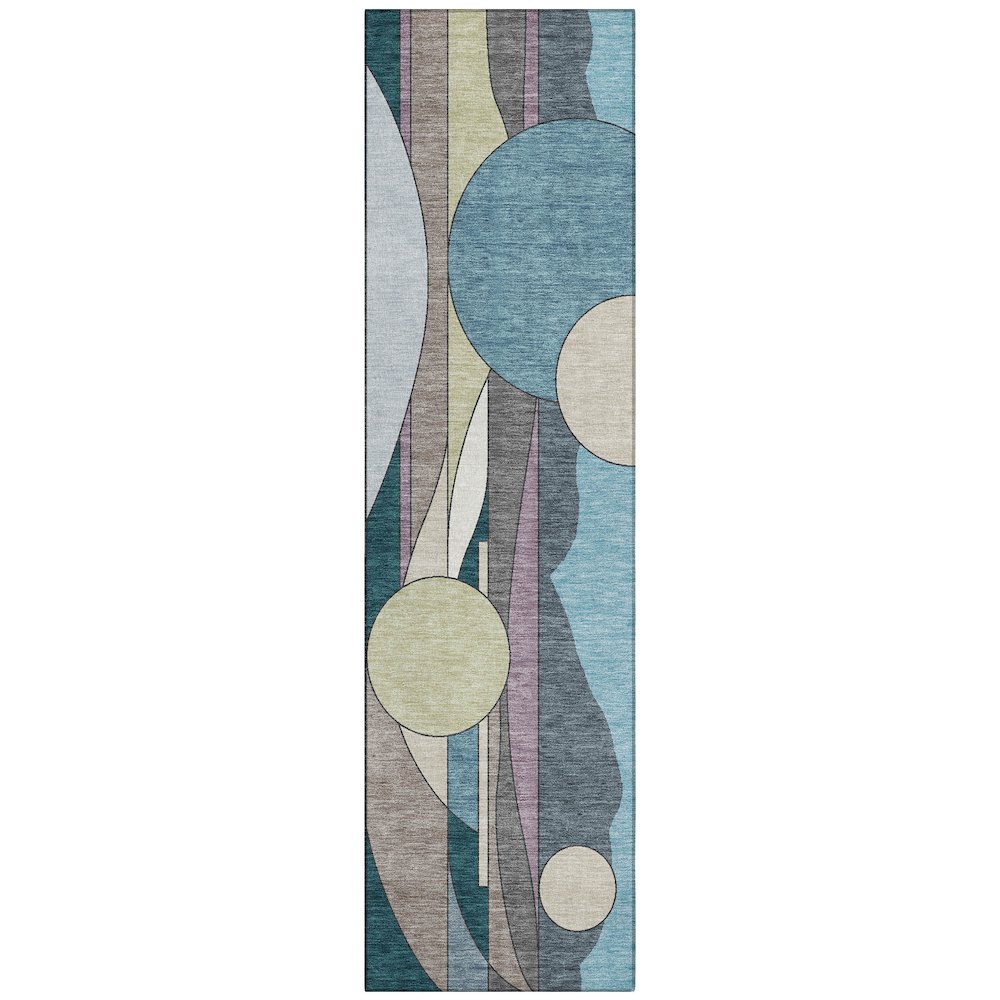 Machine Washable Indoor/Outdoor Chantille ACN2252 Teal 2'3" x 7'6" Runner Rug. Picture 1