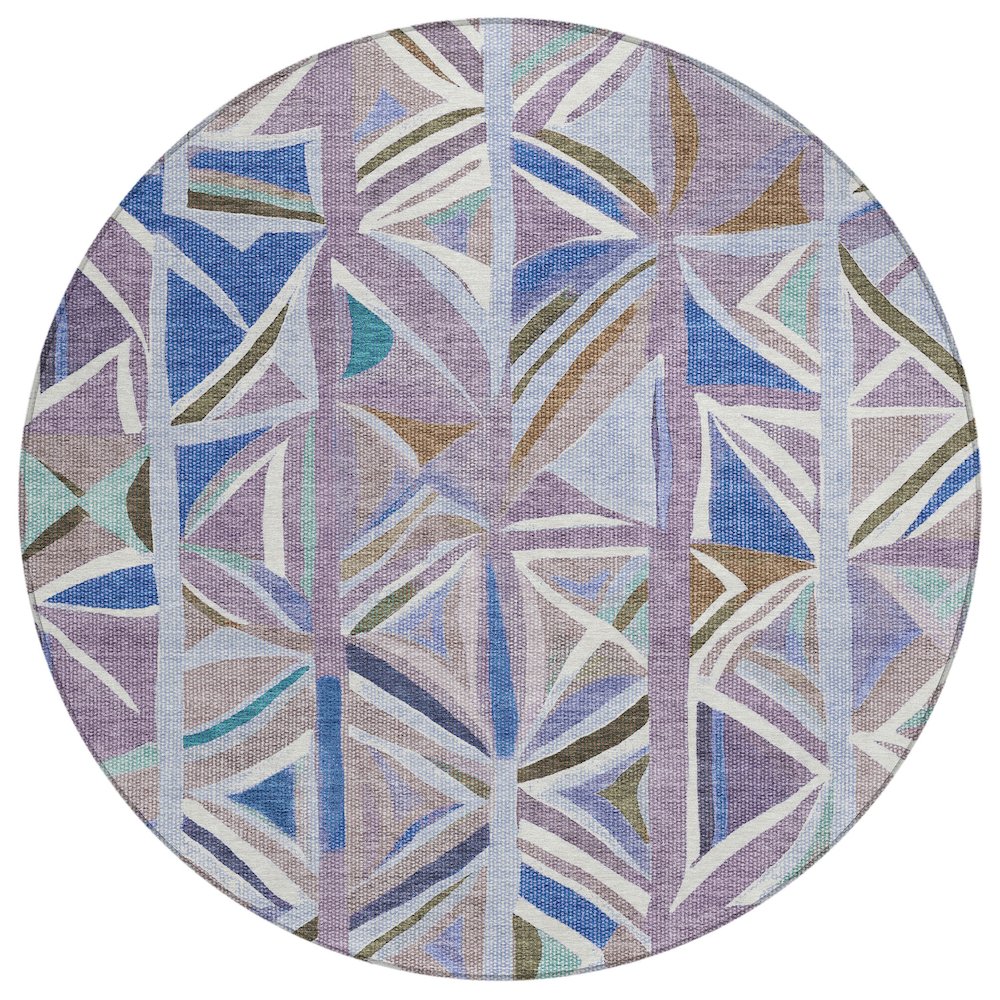Machine Washable Indoor/Outdoor Chantille ACN2253 Purple 8' x 8' Round Rug. Picture 1