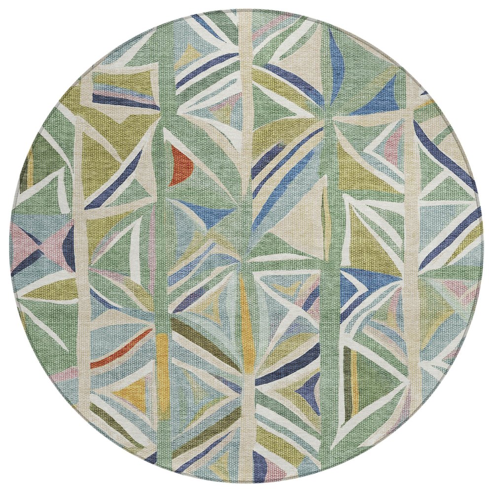 Machine Washable Indoor/Outdoor Chantille ACN2253 Green 8' x 8' Round Rug. Picture 1