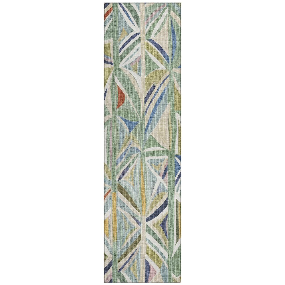 Machine Washable Indoor/Outdoor Chantille ACN2253 Green 2'3" x 7'6" Runner Rug. Picture 1