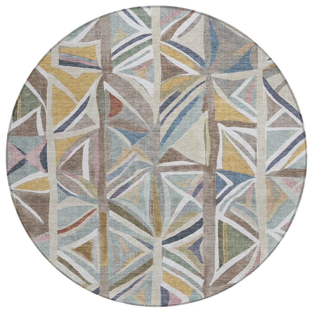 Machine Washable Indoor/Outdoor Chantille ACN2253 Brown 8' x 8' Round Rug. Picture 1