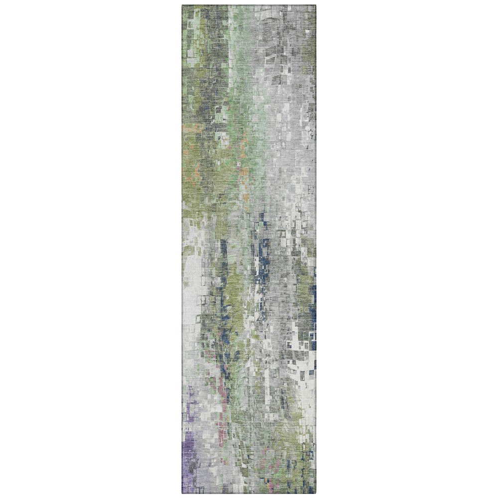Machine Washable Indoor/Outdoor Chantille ACN2254 Green 2'3" x 7'6" Runner Rug. Picture 1