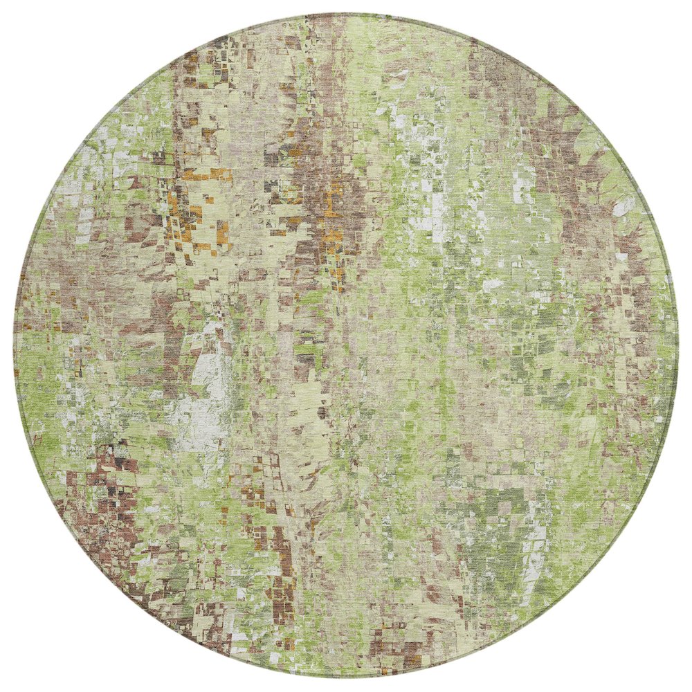 Machine Washable Indoor/Outdoor Chantille ACN2254 Green 8' x 8' Round Rug. Picture 1