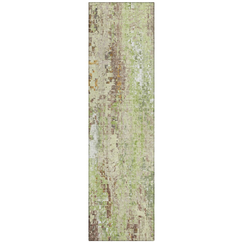 Machine Washable Indoor/Outdoor Chantille ACN2254 Green 2'3" x 7'6" Runner Rug. Picture 1