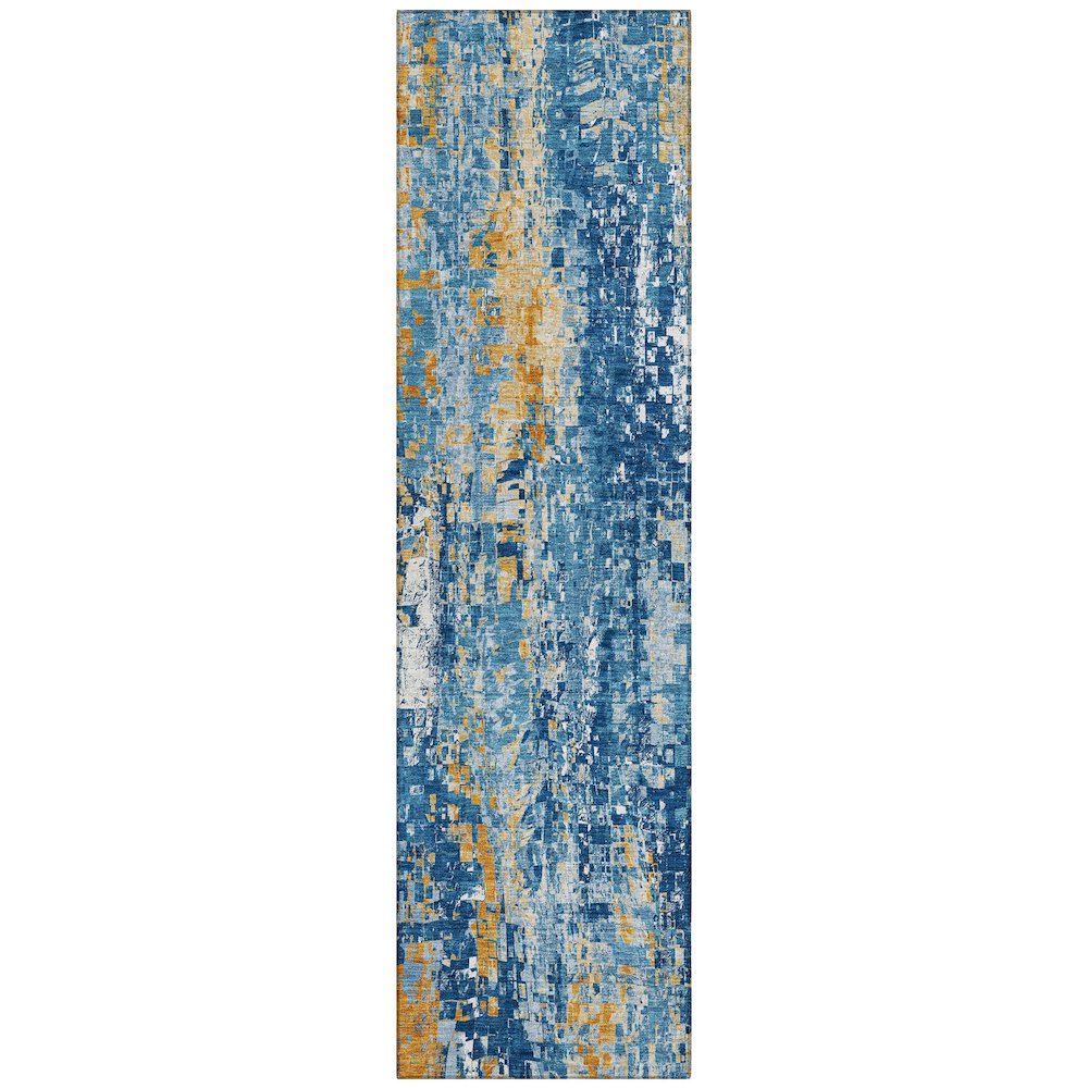 Machine Washable Indoor/Outdoor Chantille ACN2254 Blue 2'3" x 7'6" Runner Rug. Picture 1