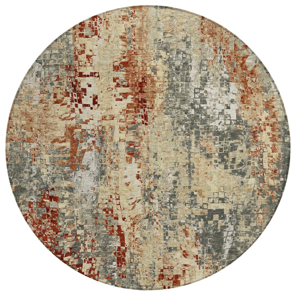 Machine Washable Indoor/Outdoor Chantille ACN2254 Gray 8' x 8' Round Rug. Picture 1