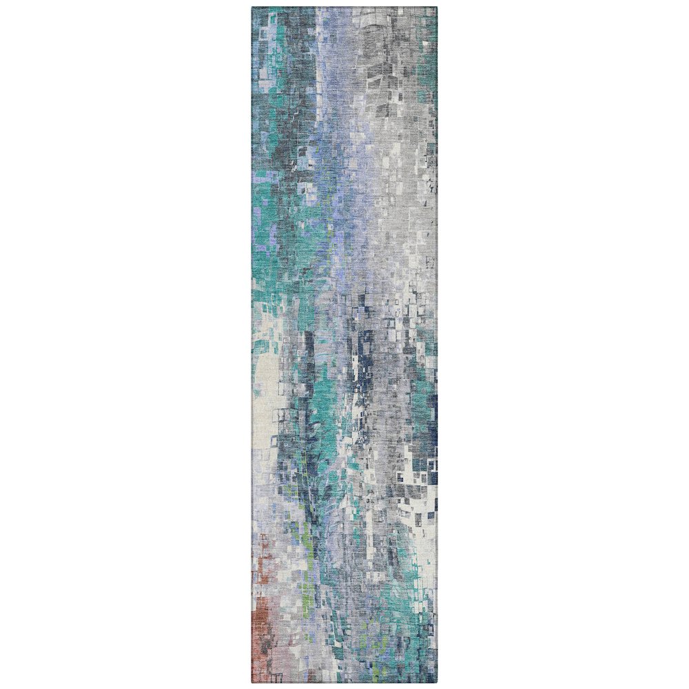 Machine Washable Indoor/Outdoor Chantille ACN2254 Teal 2'3" x 7'6" Runner Rug. Picture 1