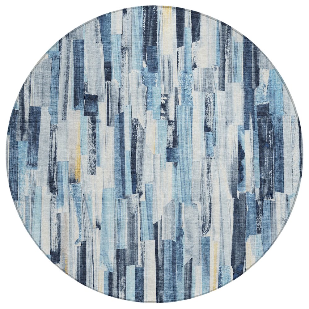 Machine Washable Indoor/Outdoor Chantille ACN2255 Blue 8' x 8' Round Rug. Picture 1