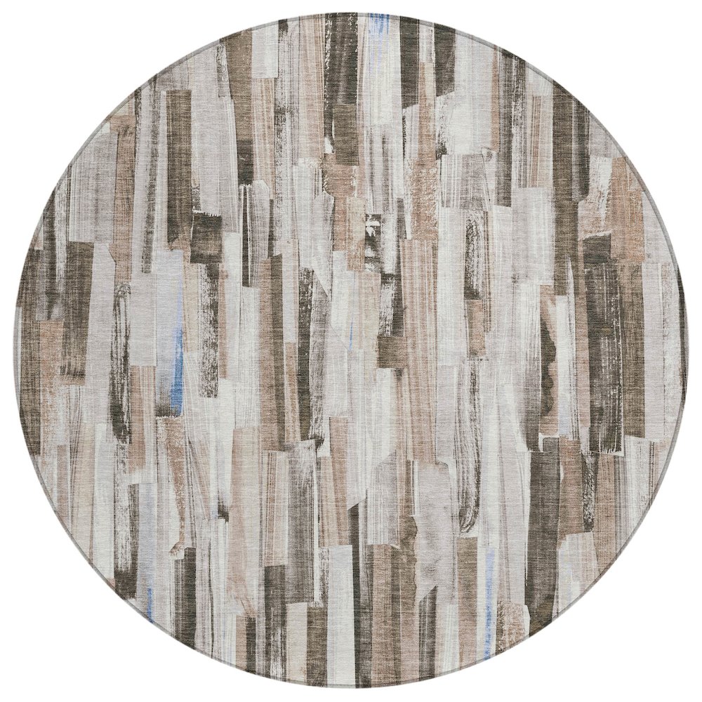 Machine Washable Indoor/Outdoor Chantille ACN2255 Brown 8' x 8' Round Rug. Picture 1