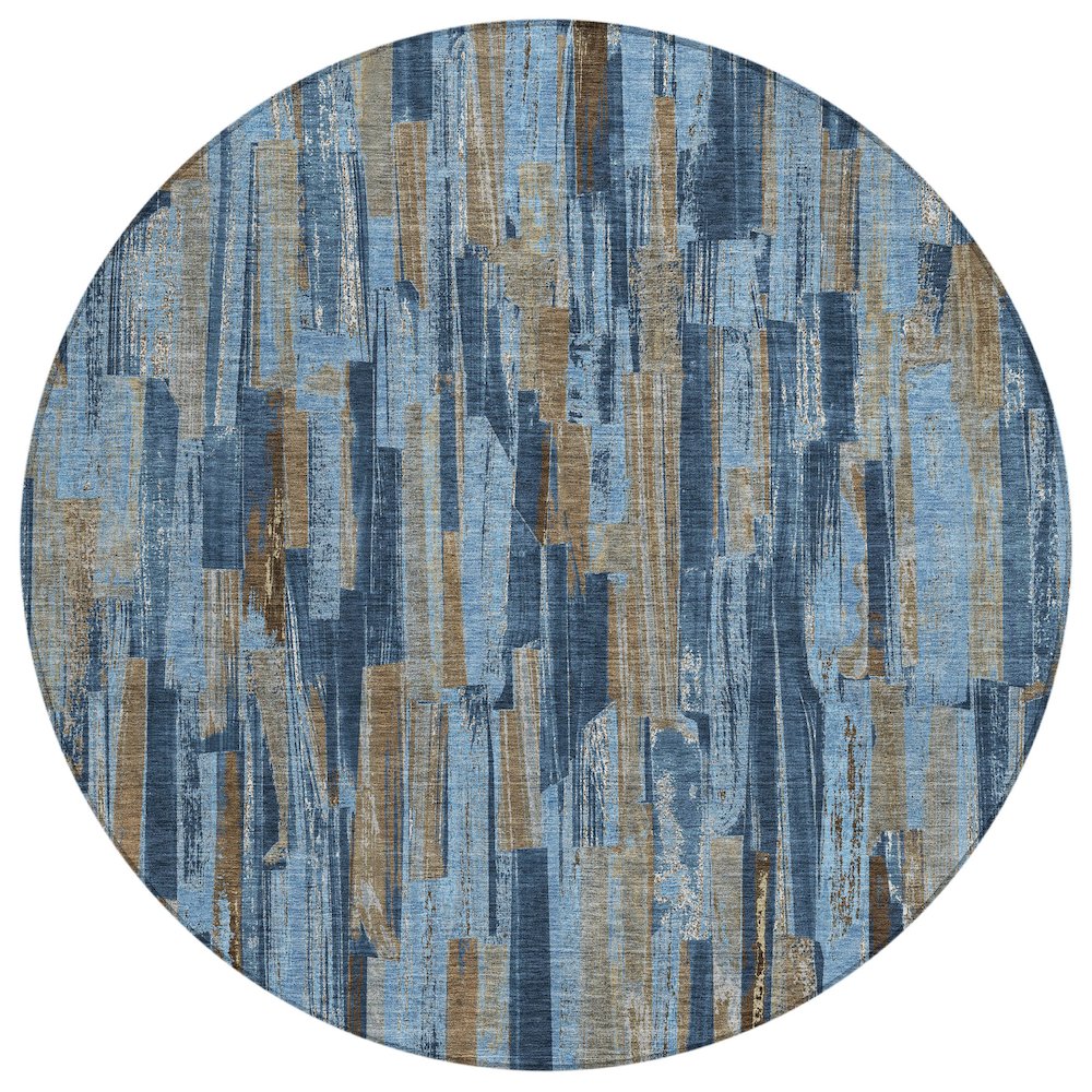 Machine Washable Indoor/Outdoor Chantille ACN2255 Blue 8' x 8' Round Rug. Picture 1