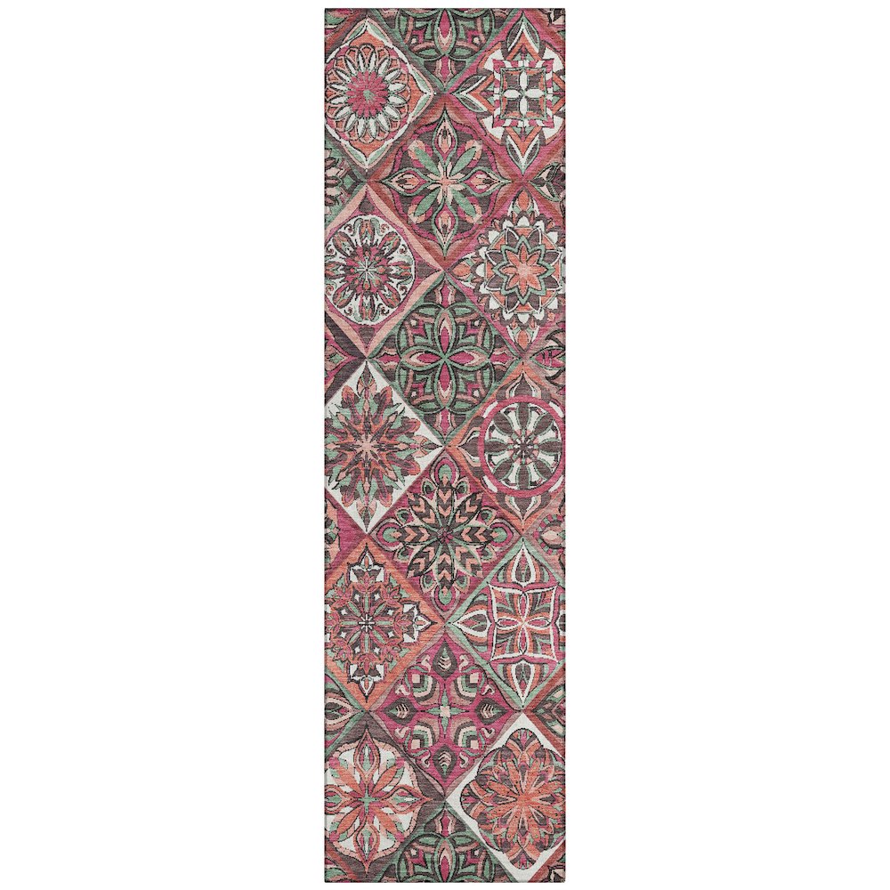 Machine Washable Indoor/Outdoor Chantille ACN2256 Pink 2'3" x 7'6" Runner Rug. Picture 1