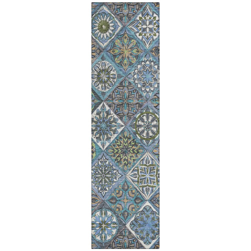 Machine Washable Indoor/Outdoor Chantille ACN2256 Blue 2'3" x 7'6" Runner Rug. Picture 1