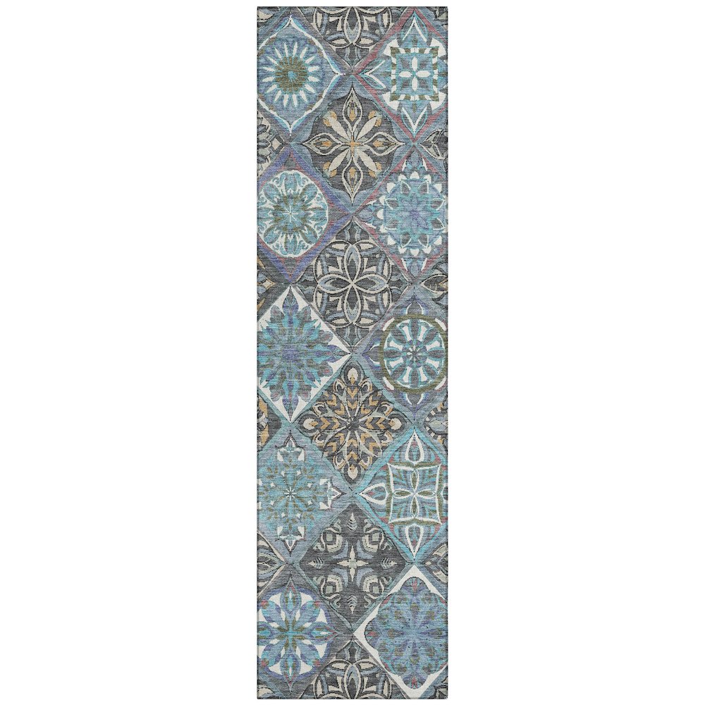 Machine Washable Indoor/Outdoor Chantille ACN2256 Teal 2'3" x 7'6" Runner Rug. Picture 1
