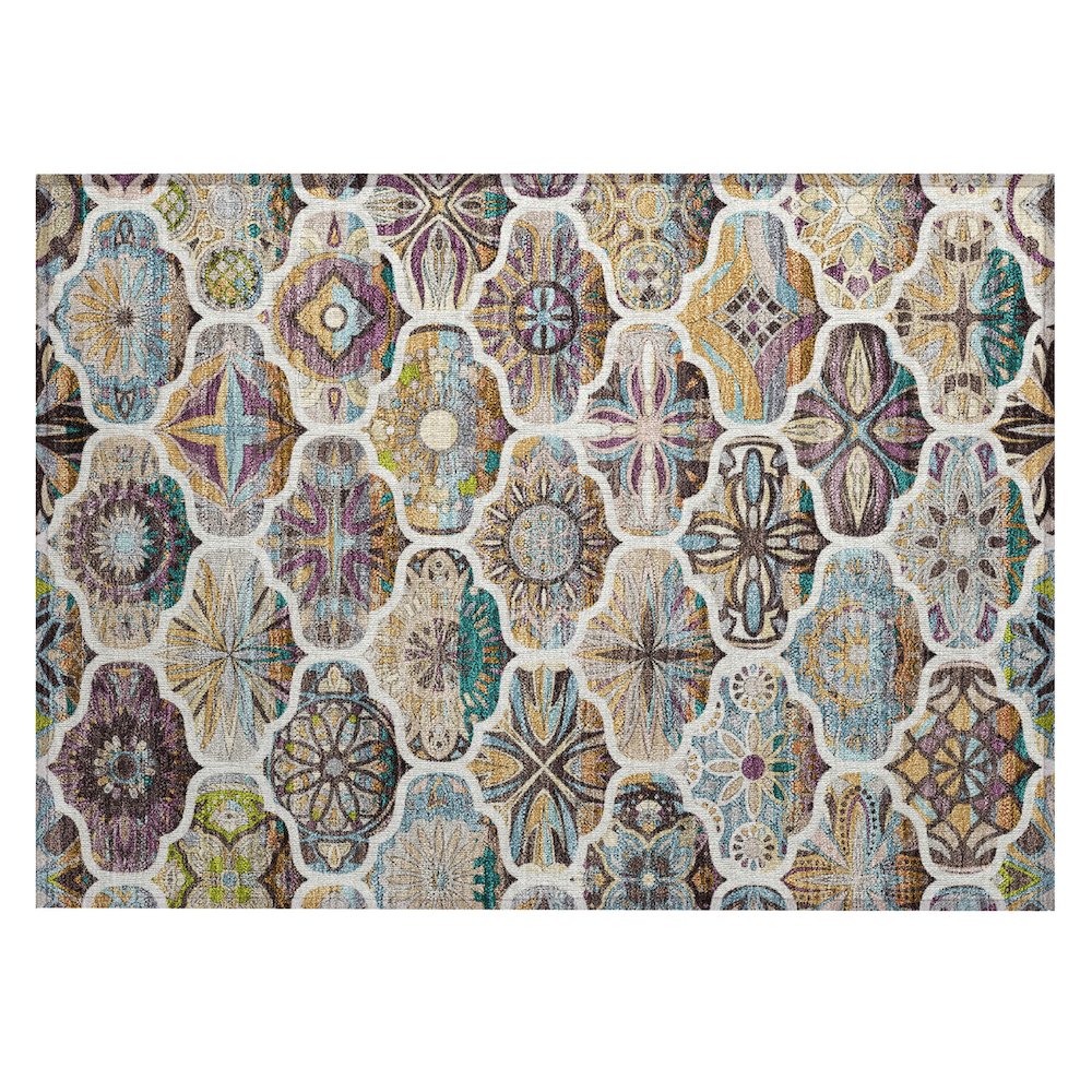 Machine Washable Indoor/Outdoor Chantille ACN2257 Brown 1'8" x 2'6" Rug. Picture 1