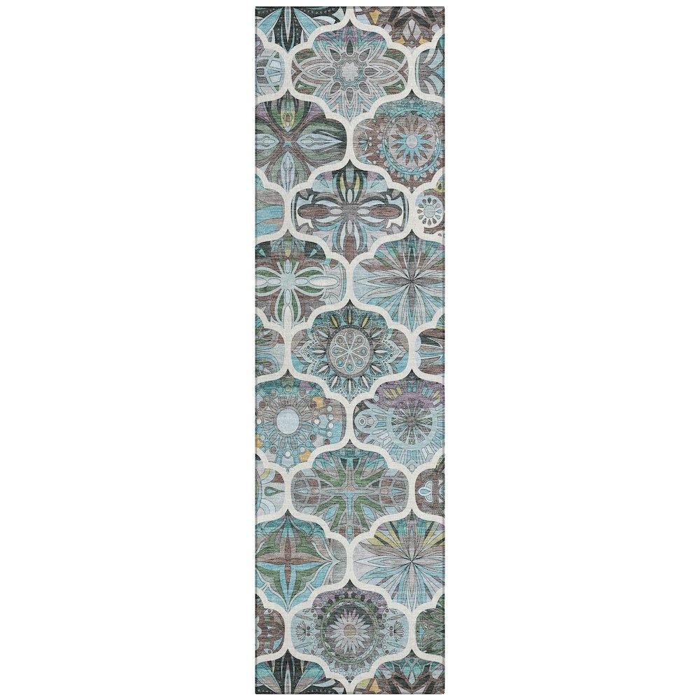 Machine Washable Indoor/Outdoor Chantille ACN2257 Teal 2'3" x 7'6" Runner Rug. Picture 1