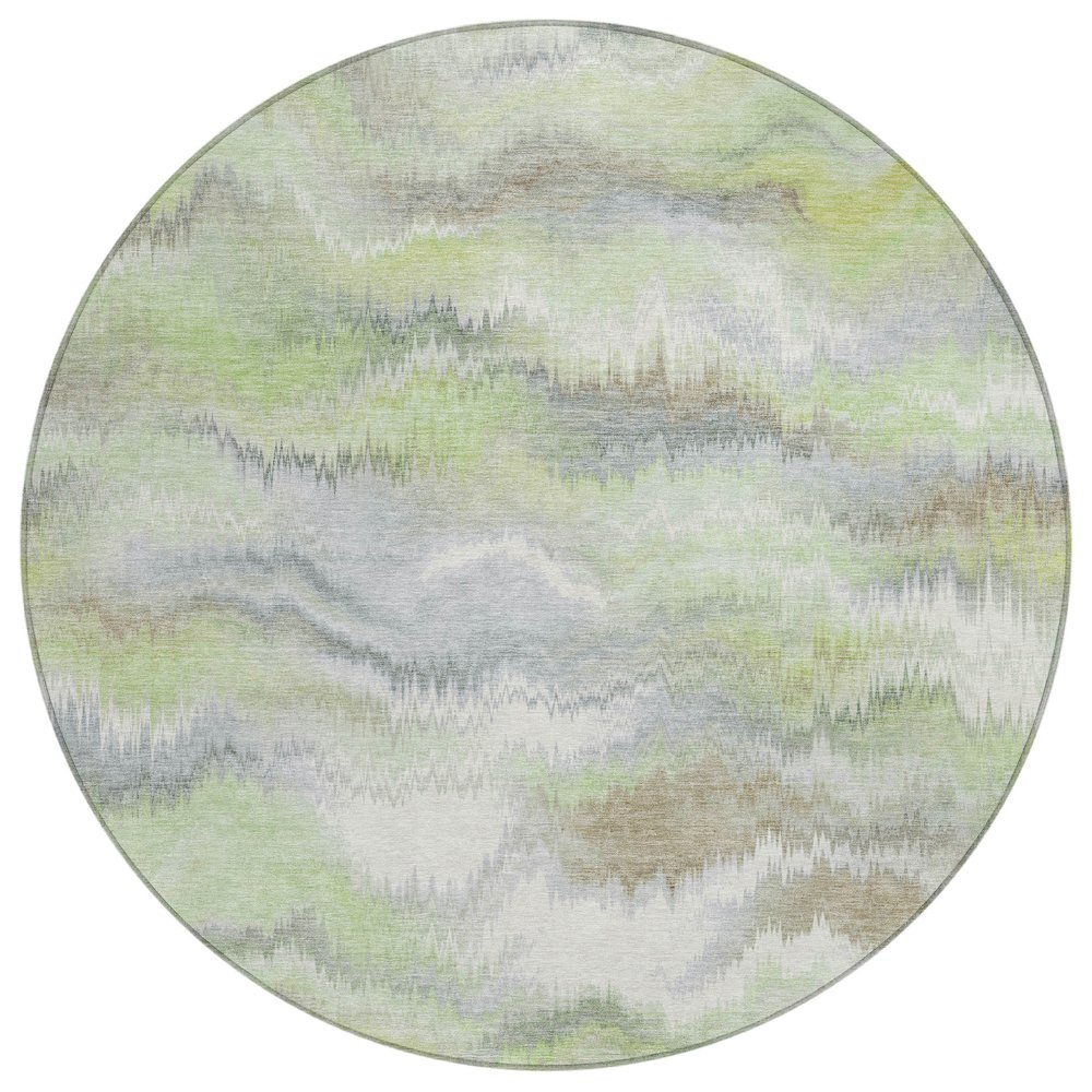 Machine Washable Indoor/Outdoor Chantille ACN2258 Green 8' x 8' Round Rug. Picture 1