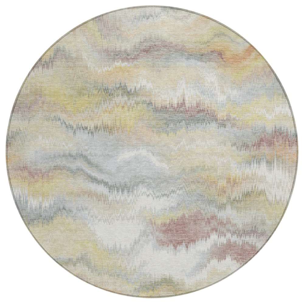 Machine Washable Indoor/Outdoor Chantille ACN2258 Brown 8' x 8' Round Rug. Picture 1