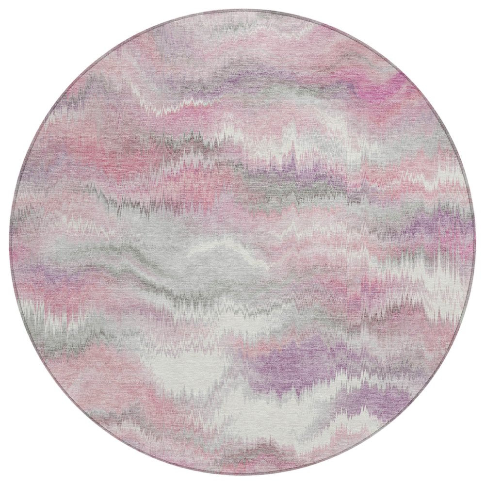 Machine Washable Indoor/Outdoor Chantille ACN2258 Pink 8' x 8' Round Rug. Picture 1