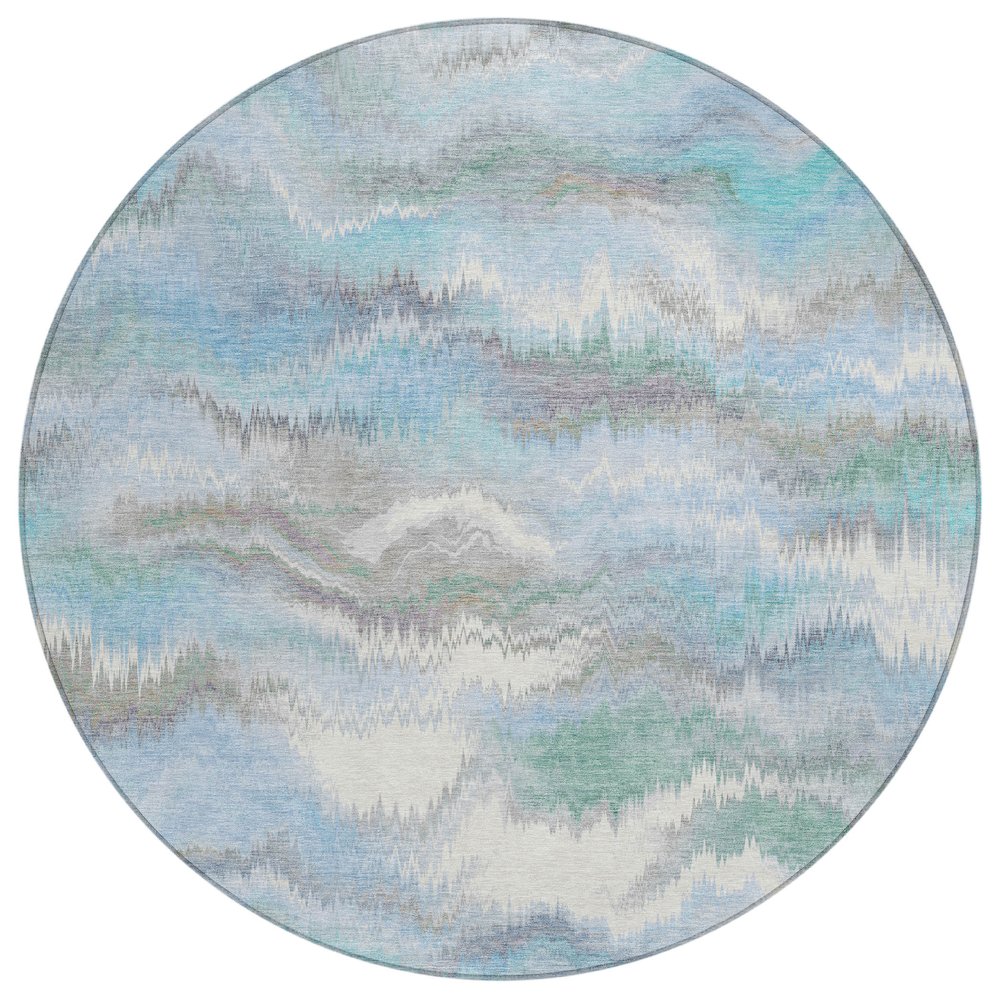 Machine Washable Indoor/Outdoor Chantille ACN2258 Blue 8' x 8' Round Rug. Picture 1