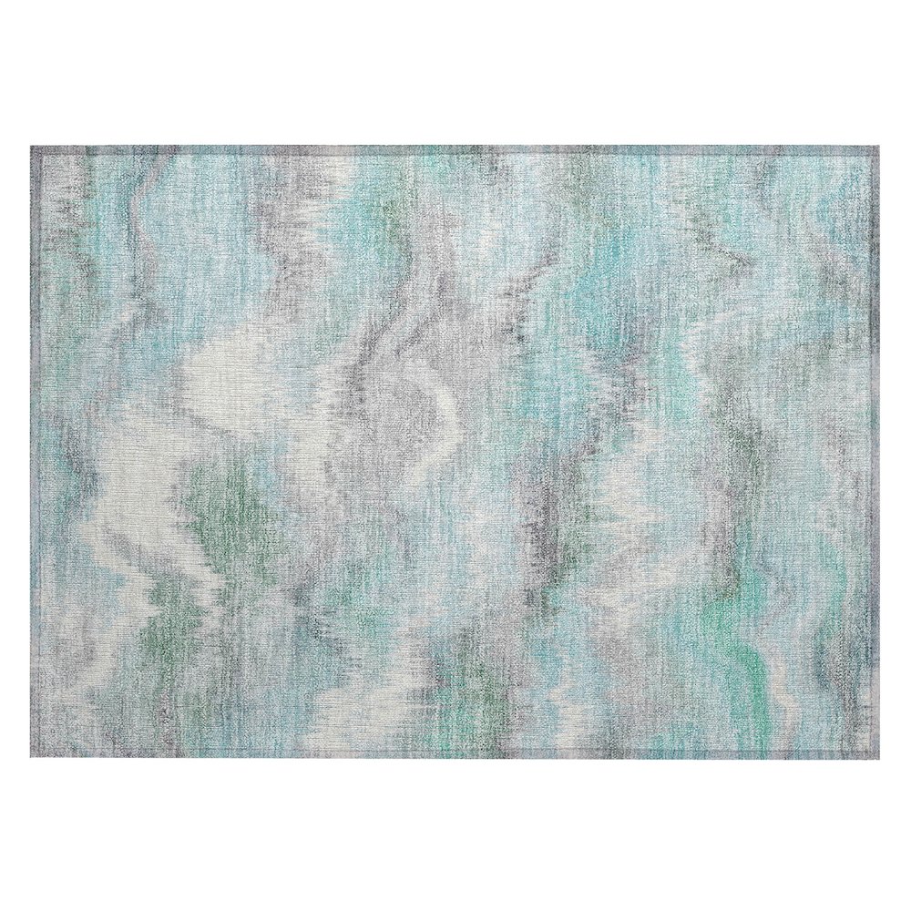 Machine Washable Indoor/Outdoor Chantille ACN2258 Teal 1'8" x 2'6" Rug. Picture 1