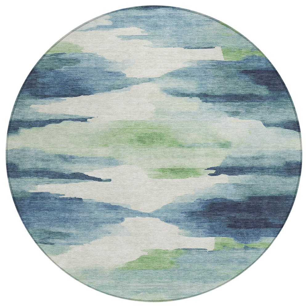 Machine Washable Indoor/Outdoor Chantille ACN2259 Blue 8' x 8' Round Rug. Picture 1
