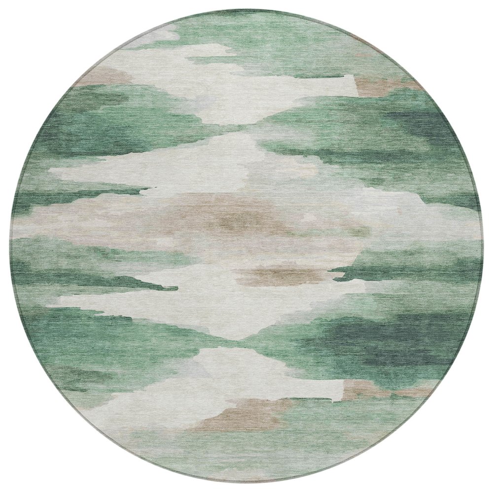 Machine Washable Indoor/Outdoor Chantille ACN2259 Green 8' x 8' Round Rug. Picture 1