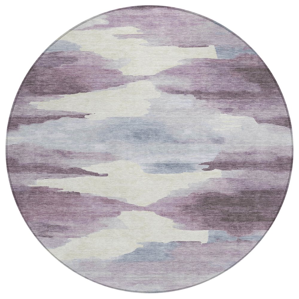 Machine Washable Indoor/Outdoor Chantille ACN2259 Purple 8' x 8' Round Rug. Picture 1