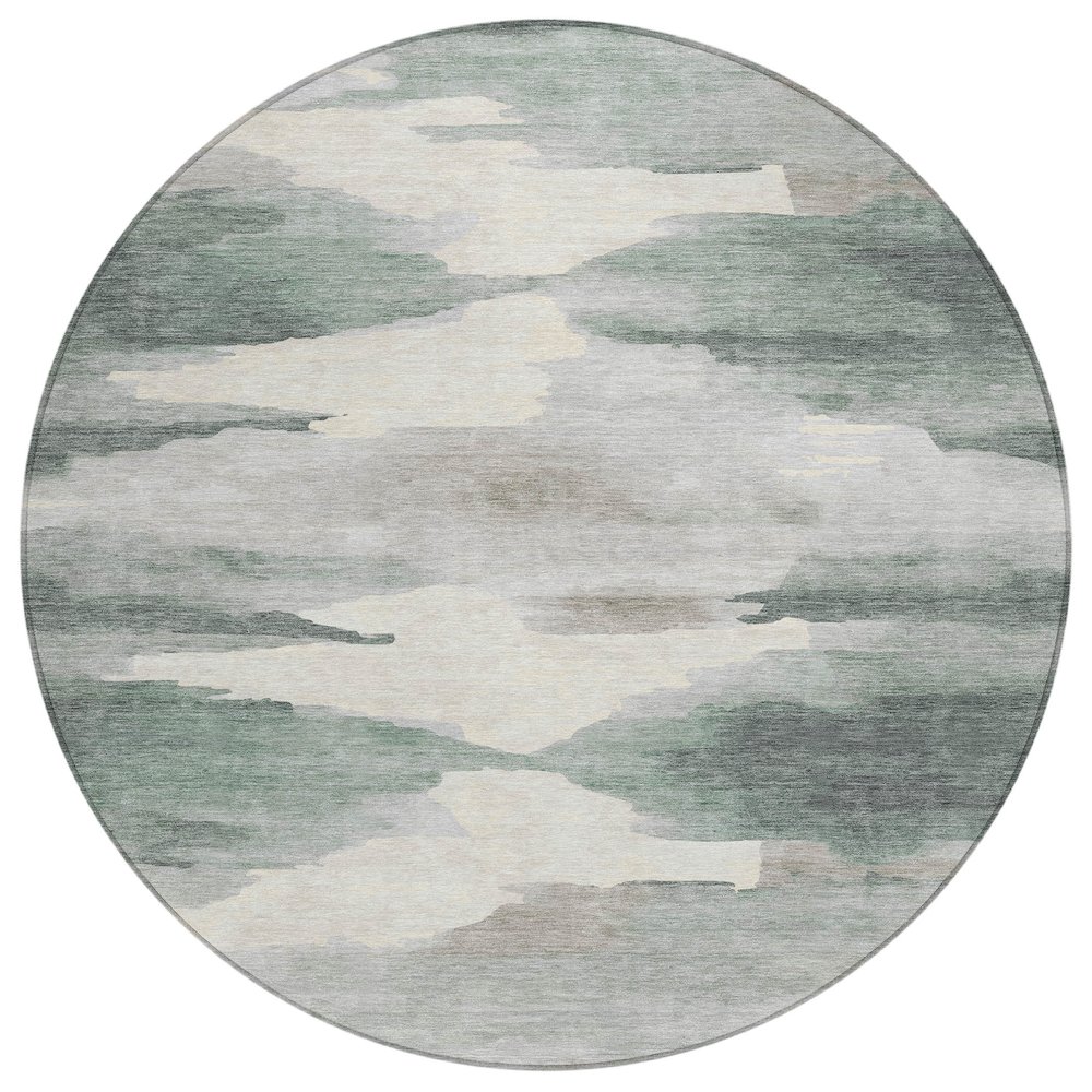 Machine Washable Indoor/Outdoor Chantille ACN2259 Green 8' x 8' Round Rug. Picture 1