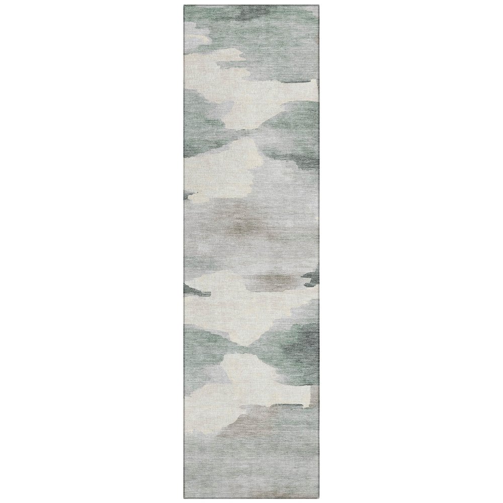 Machine Washable Indoor/Outdoor Chantille ACN2259 Green 2'3" x 7'6" Runner Rug. Picture 1