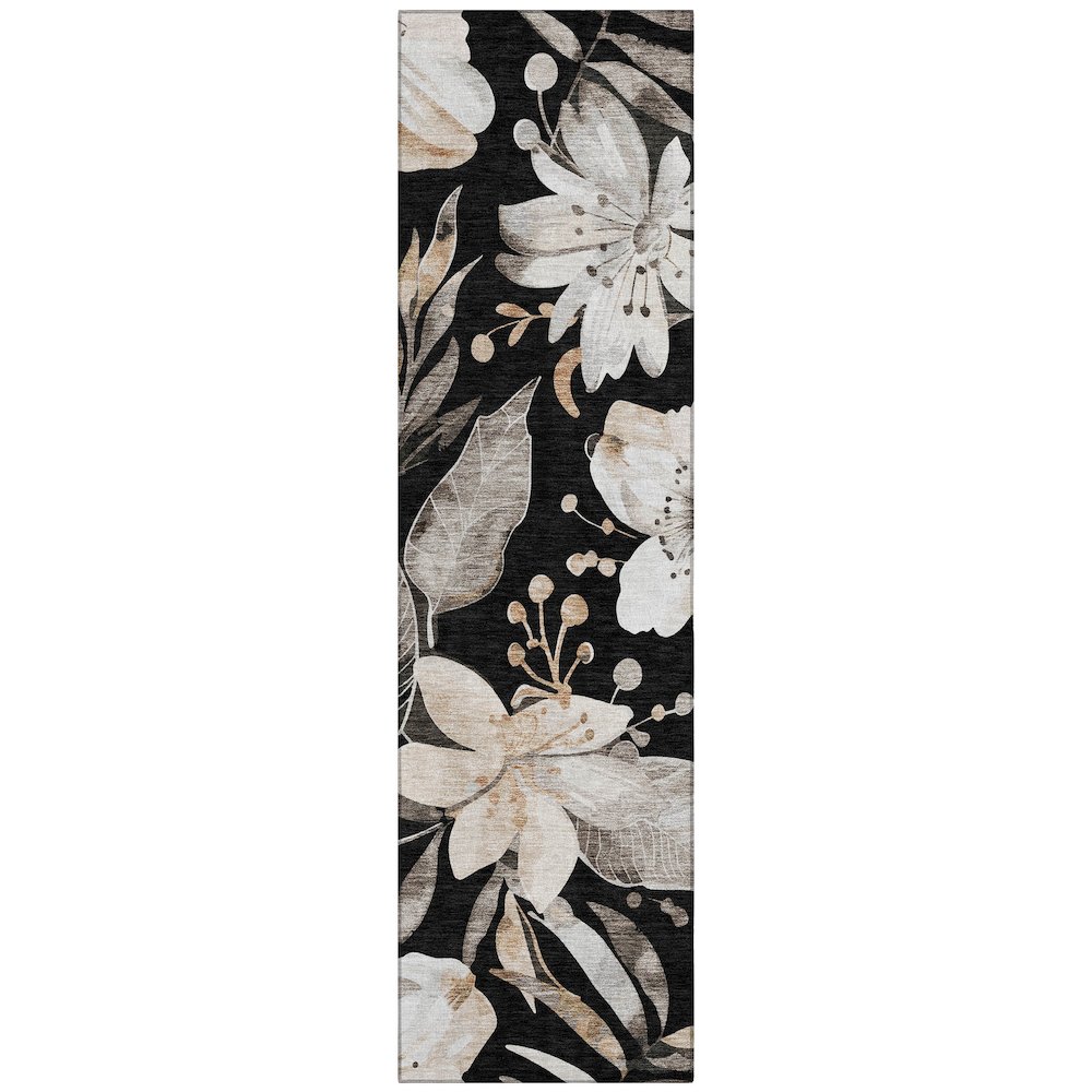 Machine Washable Indoor/Outdoor Chantille ACN2260 Black 2'3" x 7'6" Runner Rug. Picture 1