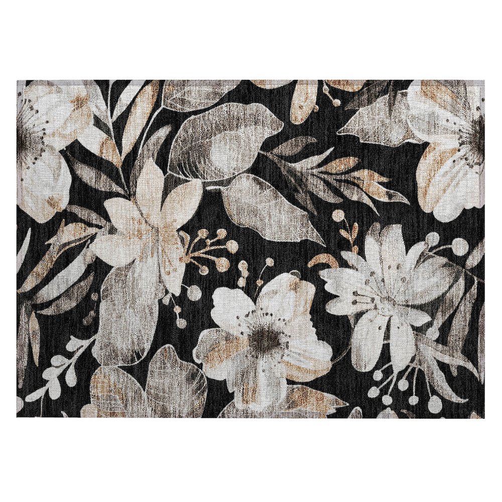 Machine Washable Indoor/Outdoor Chantille ACN2260 Black 1'8" x 2'6" Rug. Picture 1