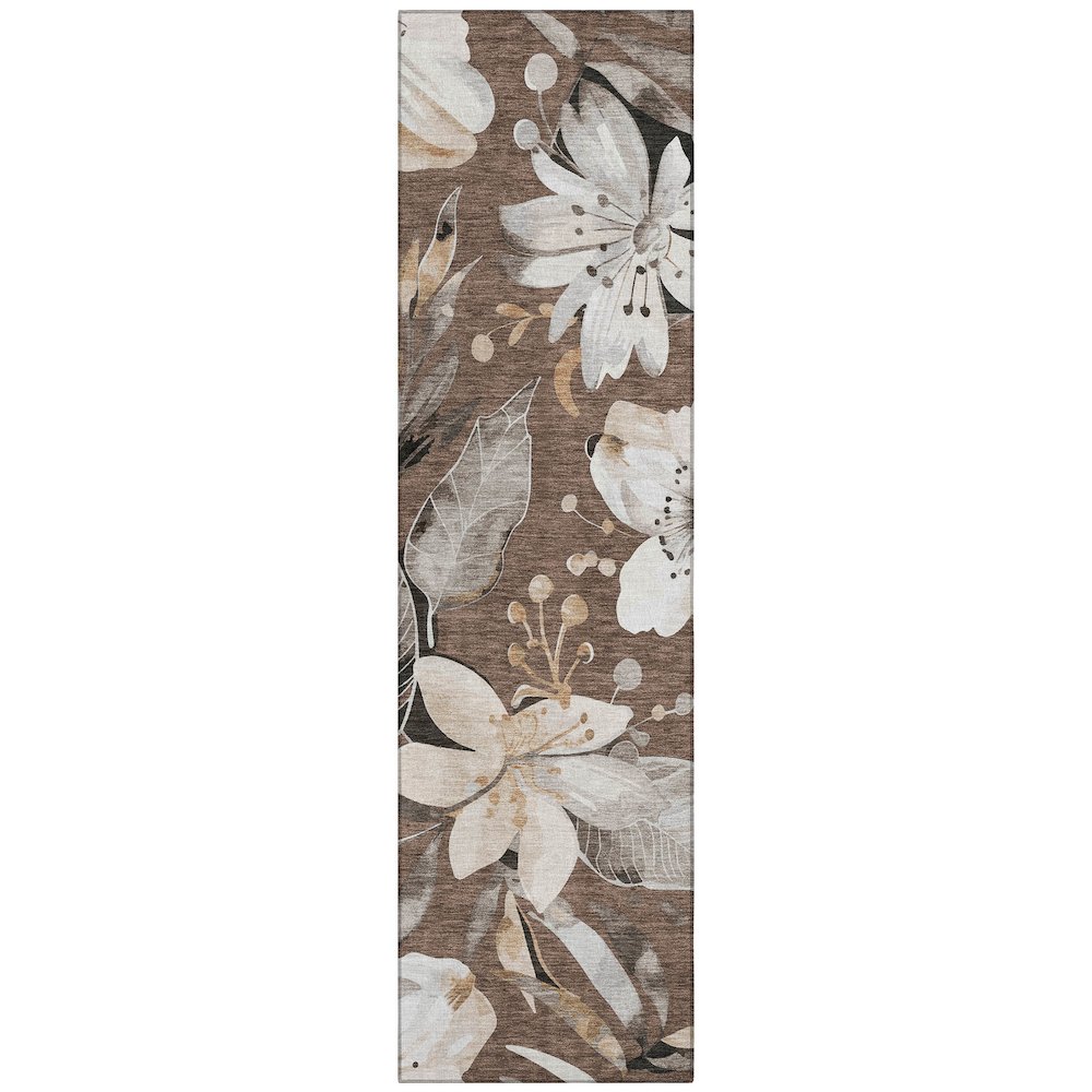 Machine Washable Indoor/Outdoor Chantille ACN2260 Brown 2'3" x 7'6" Runner Rug. Picture 1