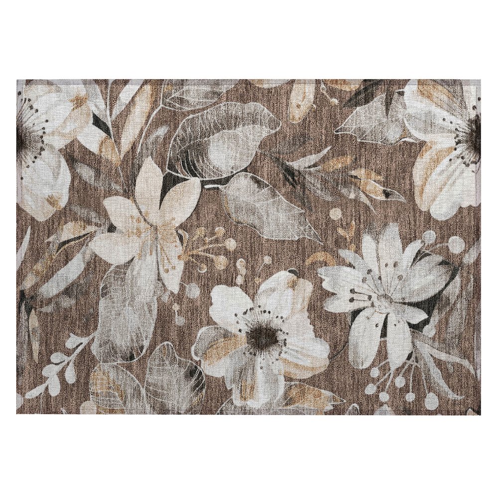 Machine Washable Indoor/Outdoor Chantille ACN2260 Brown 1'8" x 2'6" Rug. Picture 1