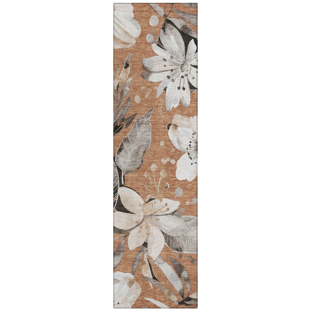 Machine Washable Indoor/Outdoor Chantille ACN2260 Orange 2'3" x 7'6" Runner Rug. Picture 1