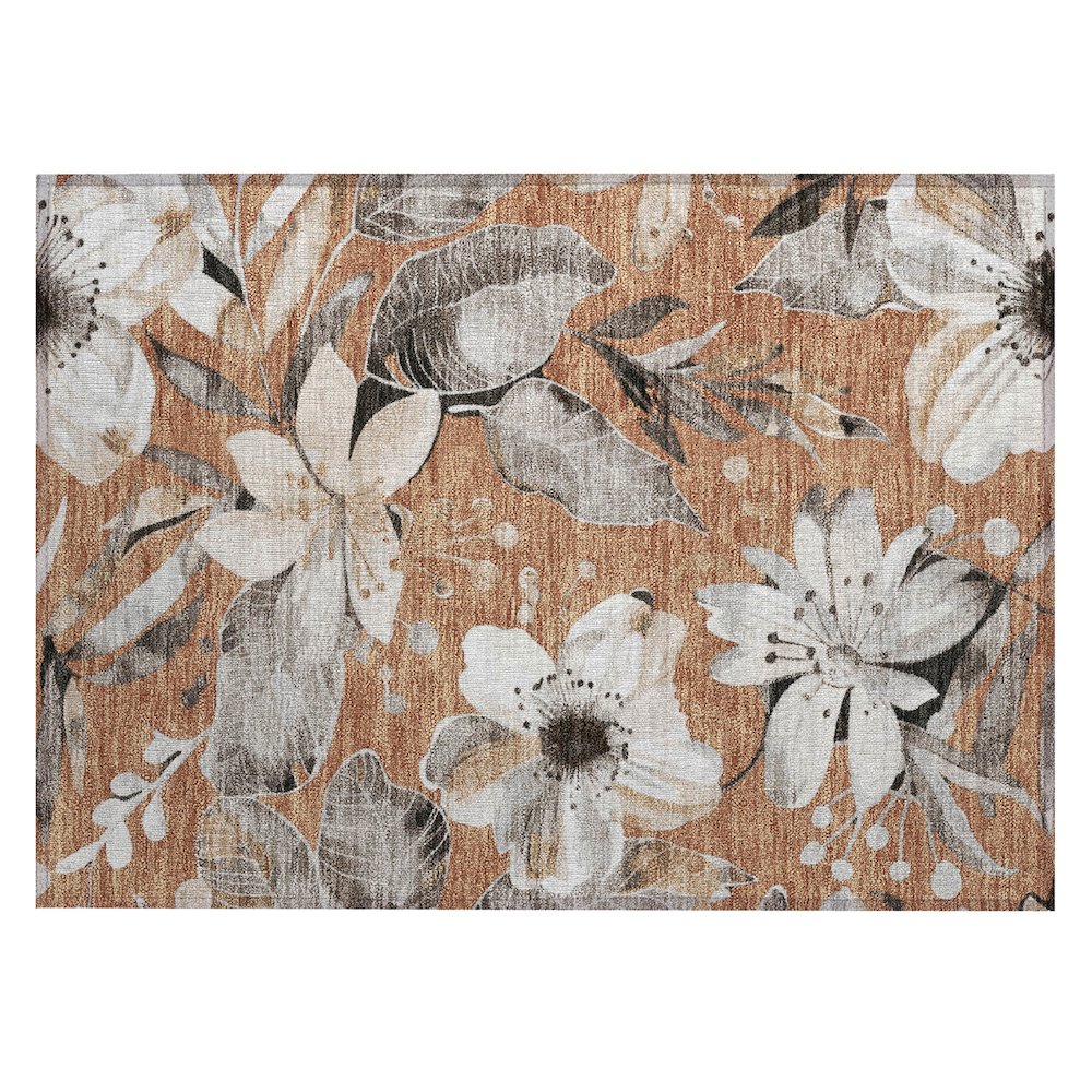 Machine Washable Indoor/Outdoor Chantille ACN2260 Orange 1'8" x 2'6" Rug. Picture 1